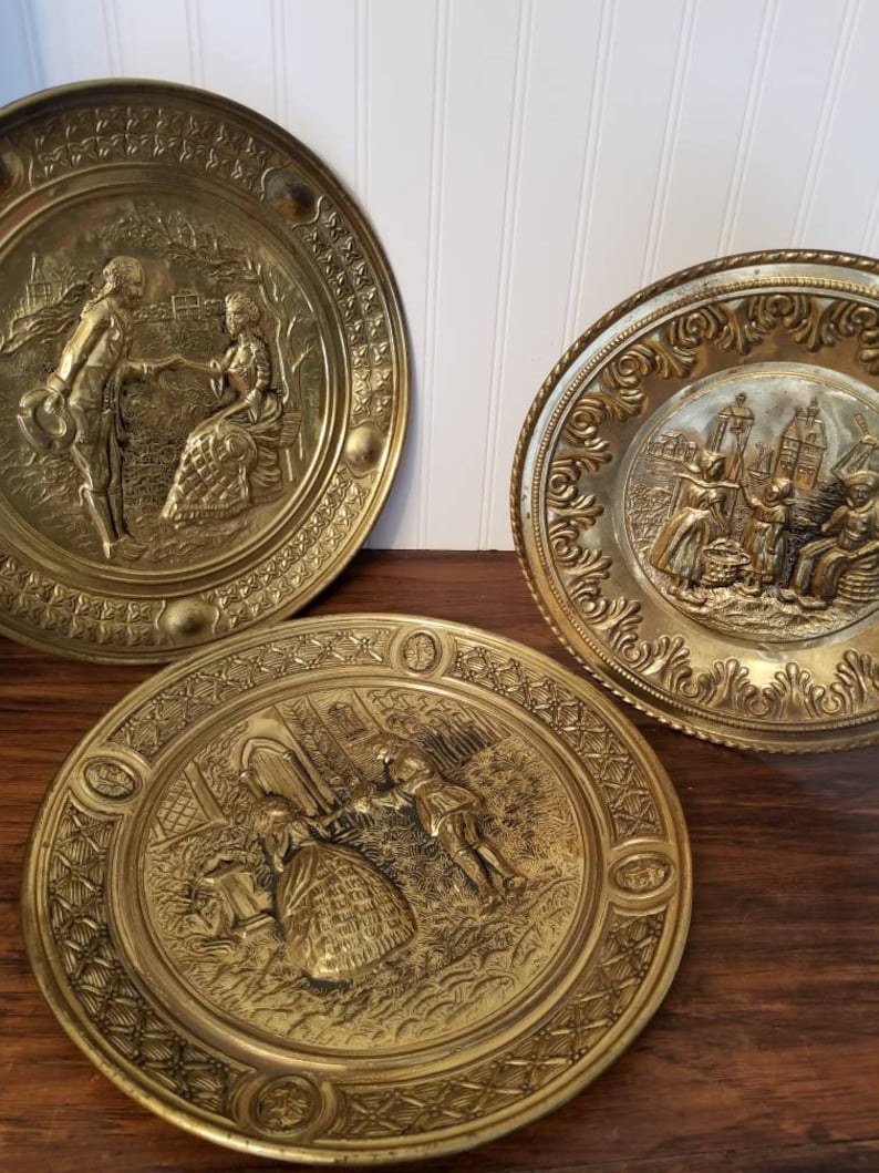 Vintage Brass Platter Brass Plate Trinket Made in England Etsy