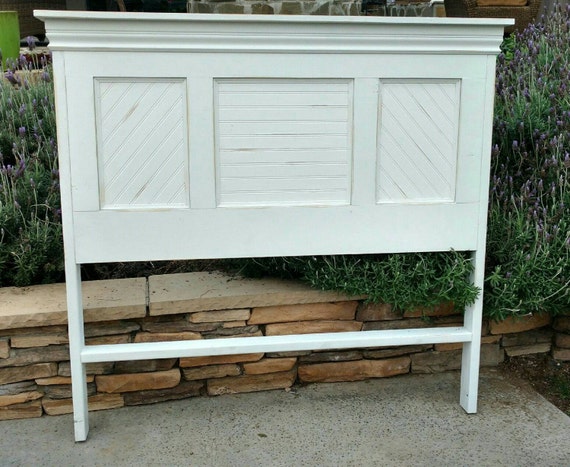 Farmhouse Beadboard Queen Headboard White Distressed By Foo Etsy