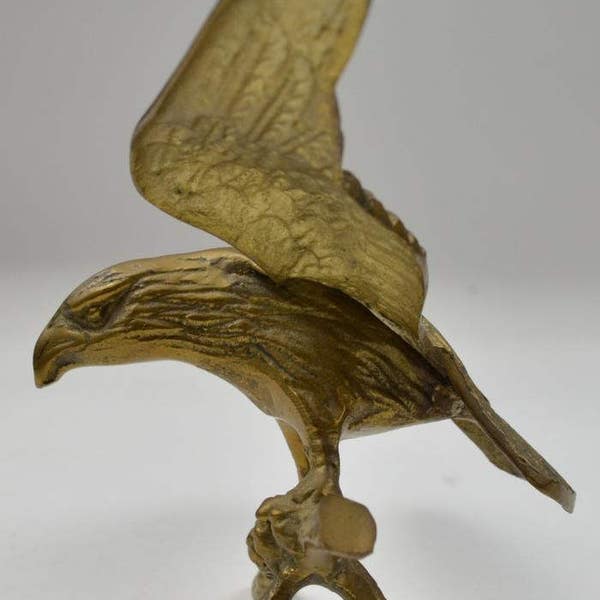 Vintage brass Early 20th Century Brass Eagle on Branch Standing Sculpture Found by Foo Foo La La