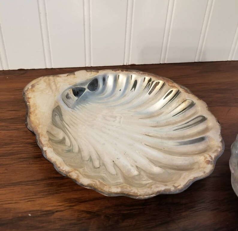 Vintage Silver Shell Dishes Clam Trinket Shell Candy Dish Etsy