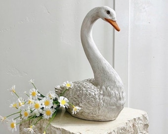 Swan Vintage 1988 Life-Like Resin Swan Duck Bird Figurine in White w/Orange by Homco Found By Foo Foo La La Sold Individually
