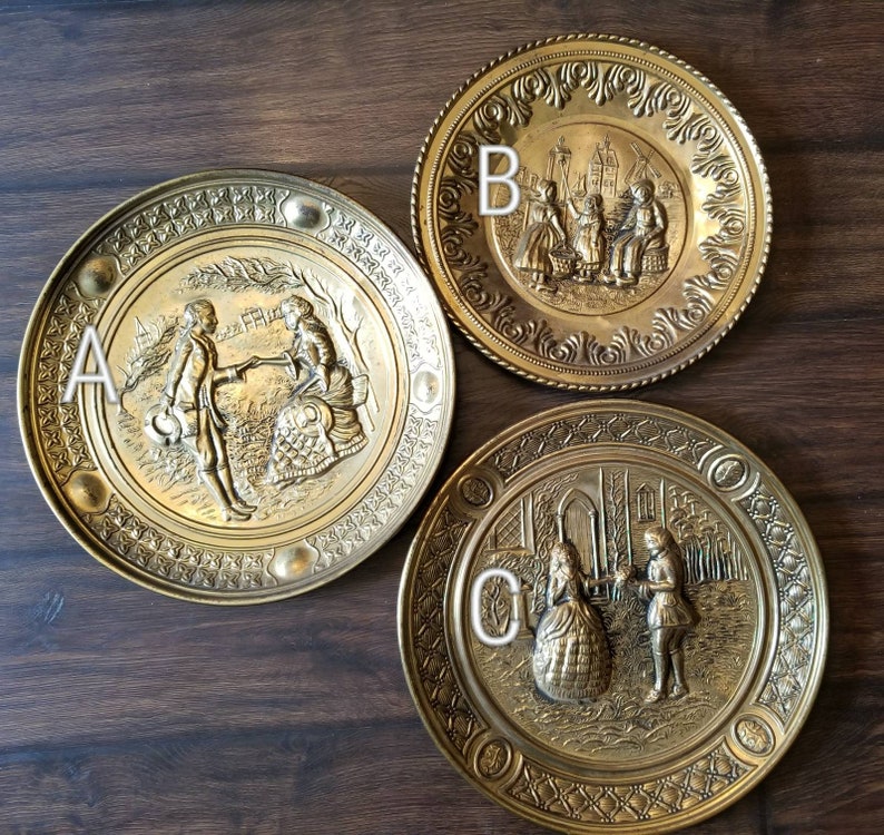 Vintage Brass Platter Brass Plate Trinket Made in England Etsy