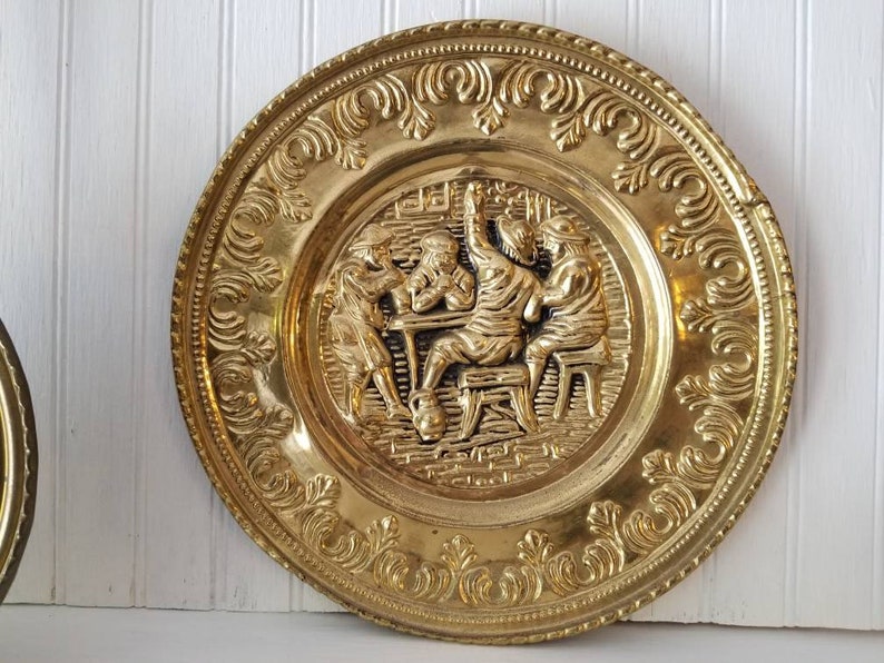 Vintage Brass Platter Brass Plate Trinket Made in England Etsy