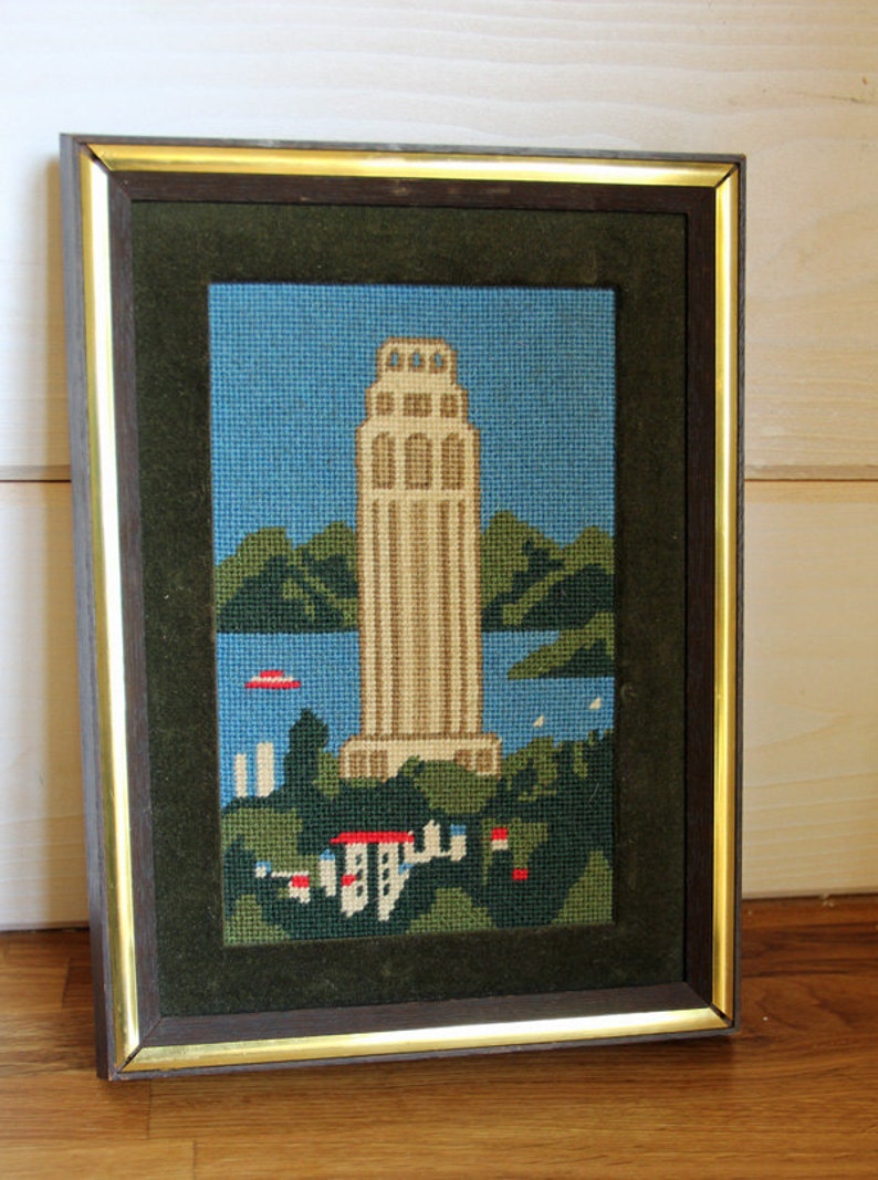 2 Vintage Needlepoint USA Art Framed Pair Found by Foo Foo La Etsy