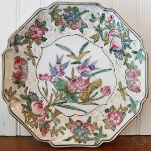 Vintage Asian Bird Plate , Bird & Floral Asian Porcelain Pl, Floral Bird Porcelain Pla , Decorative Plate found by Foo Foo La La
