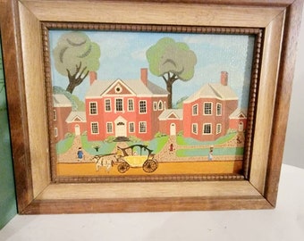 Hammond House Baltimore Md Oil Painting Farmouse Red House Horse and buggy Framed Found By Foo Foo La La