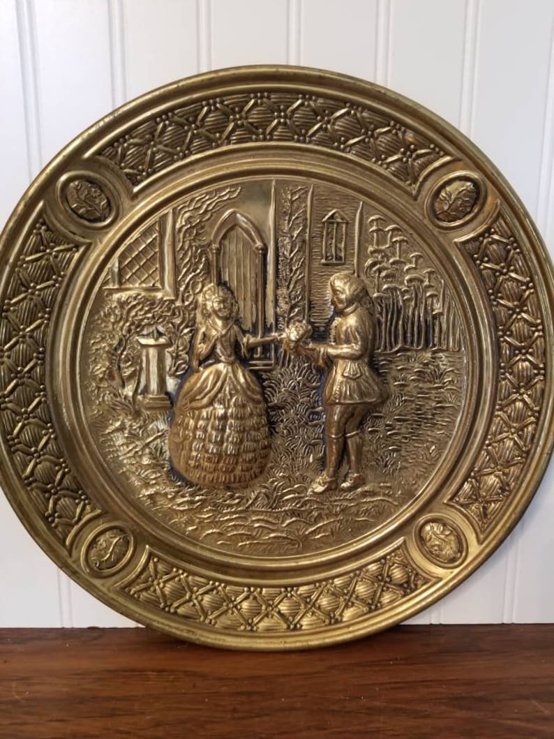 Vintage Brass Platter Brass Plate Trinket Made in England Etsy