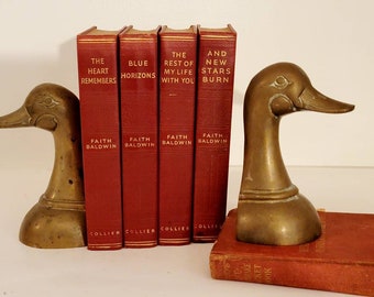 Vintage brass plated Large Mallard Duck Head sculptures/bookends // Mid Century Modern Found by Foo Foo La La