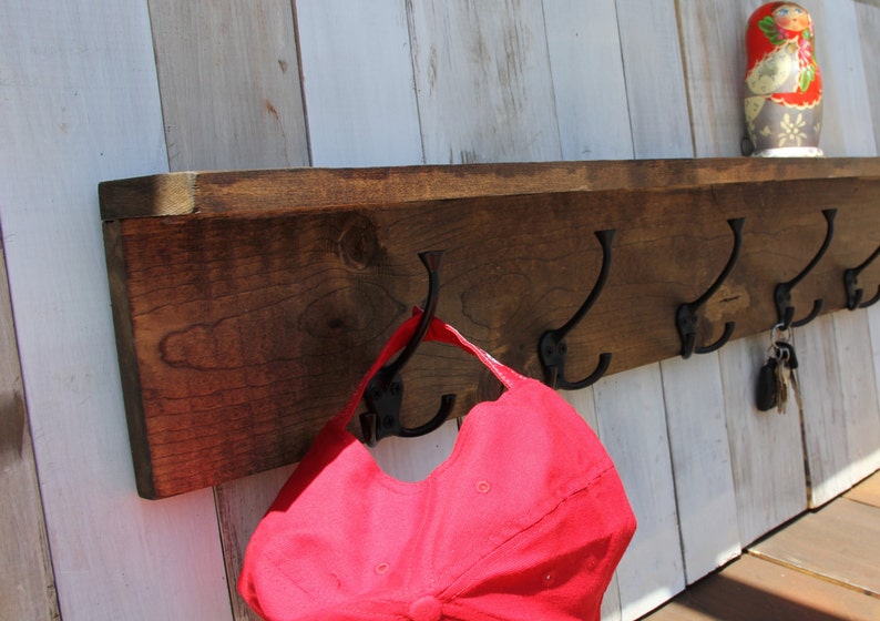 Rustic Modern Provincial 5 Hook Coat Rack With Shelf by Foo | Etsy