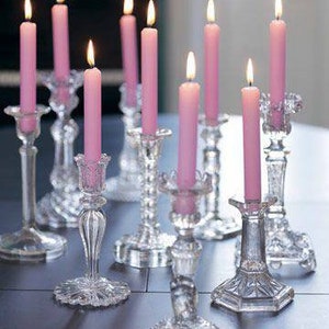 Glass Candlesticks , Crystal Candle Holder , Vintage Clear Glass, Cut Glass Candleholders, Sold Individually , Found by Foo Foo La La
