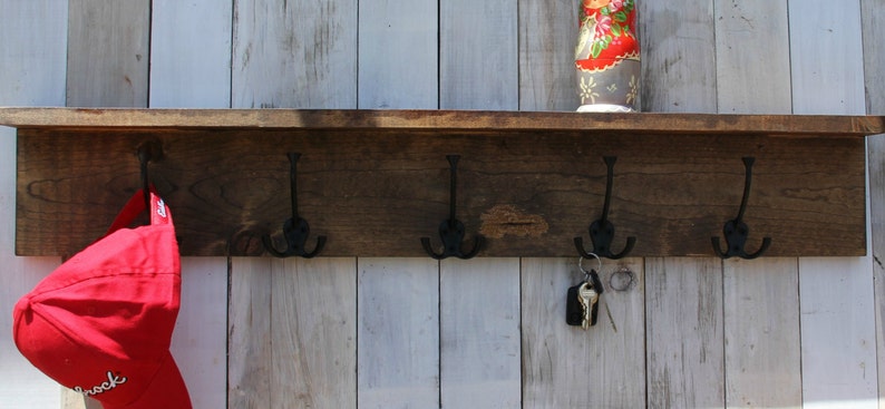 Rustic Modern Provincial 5 Hook Coat Rack With Shelf by Foo | Etsy