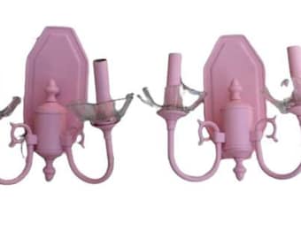 Vintage Sconces Light glass details Painted and slight distress Light Pink By Foo Foo La La