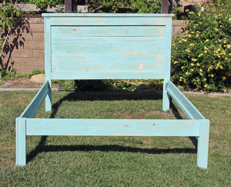Wood Farmhouse Bed Platform bed Rustic Wood Queen Twin You Pick The Color Finish Distressed by Foo Foo La La. Full King