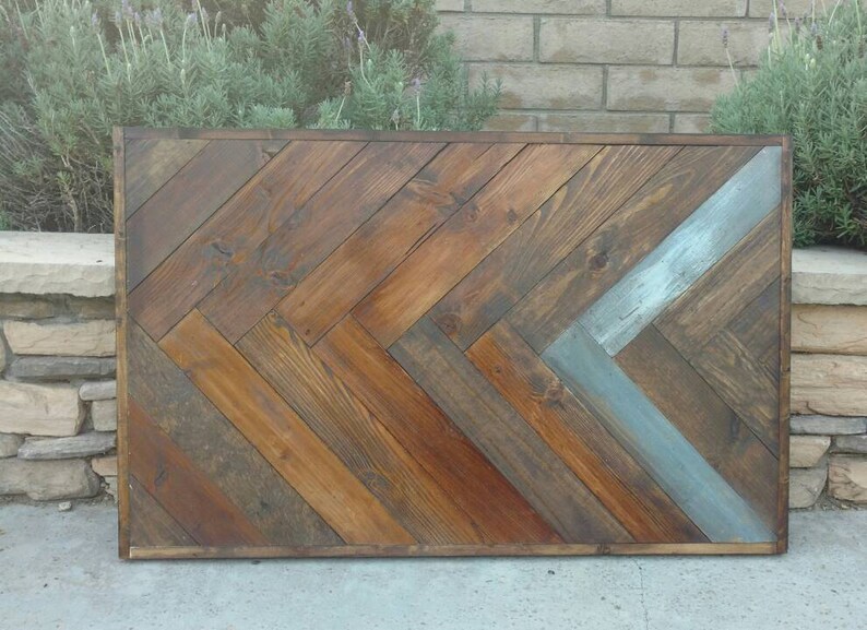 Chevron Wood Headboard King Queen Full Double Twin Image 0