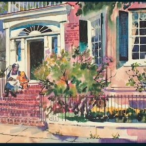 Tradd Street watercolor downtown Charleston Watercolor by Virginia Fouche Bolton