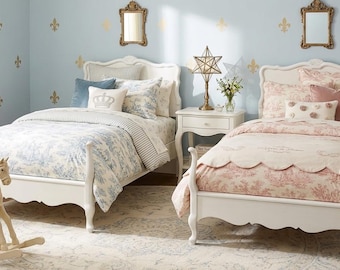 Two (2) Matching Vintage Twin Wood Beds French Beds Painted and slightly distressed Found By Foo Foo La La