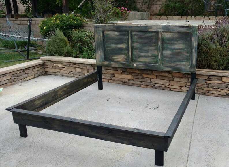 Reclaimed Wood Door Bed Repurposed Wood Door Headboard Queen Etsy