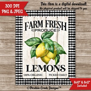 Lemon Farmhouse Sign: Cottage Wreath Printable (Digital Download)