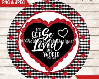 Sublimation Design Valentine's Day Inspiration - Wreath Sign - Door Hanger - Printable Image - Downloadable Image crafting - Commercial Use