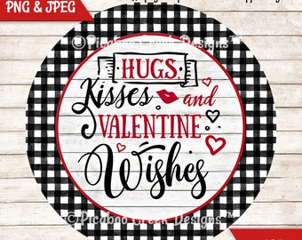 Sublimation Design Valentine's Day Hugs  - Wreath Sign - Door Hanger - Printable Image - Downloadable Image for crafting - Commercial Use