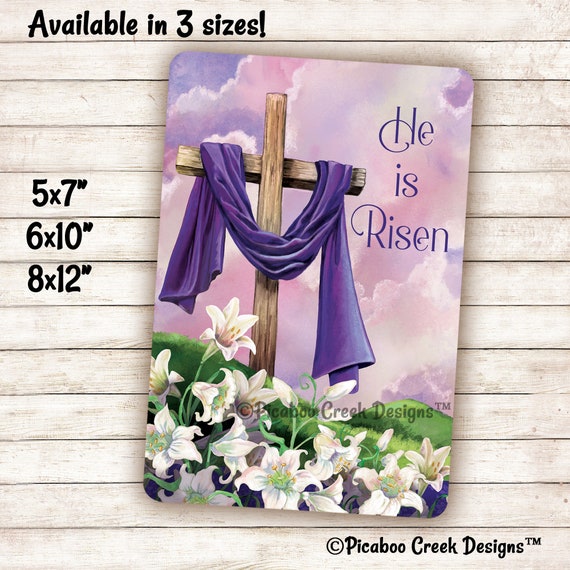 He Is Risen Easter Wreath Sign Spring Metal Wreath Sign Deco Etsy