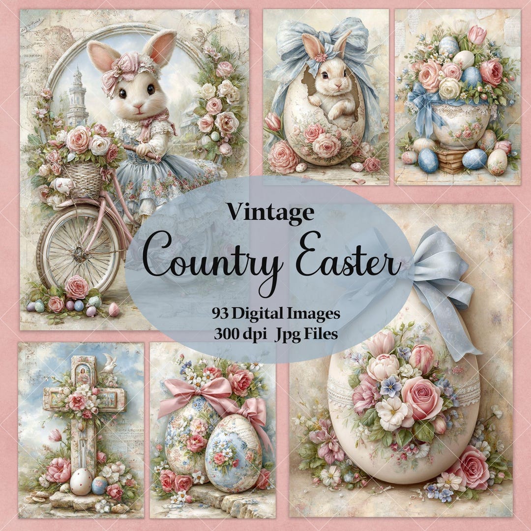 Country Easter Digital Papers: 91 Jpgs, Printable Junk Journal Pages ...