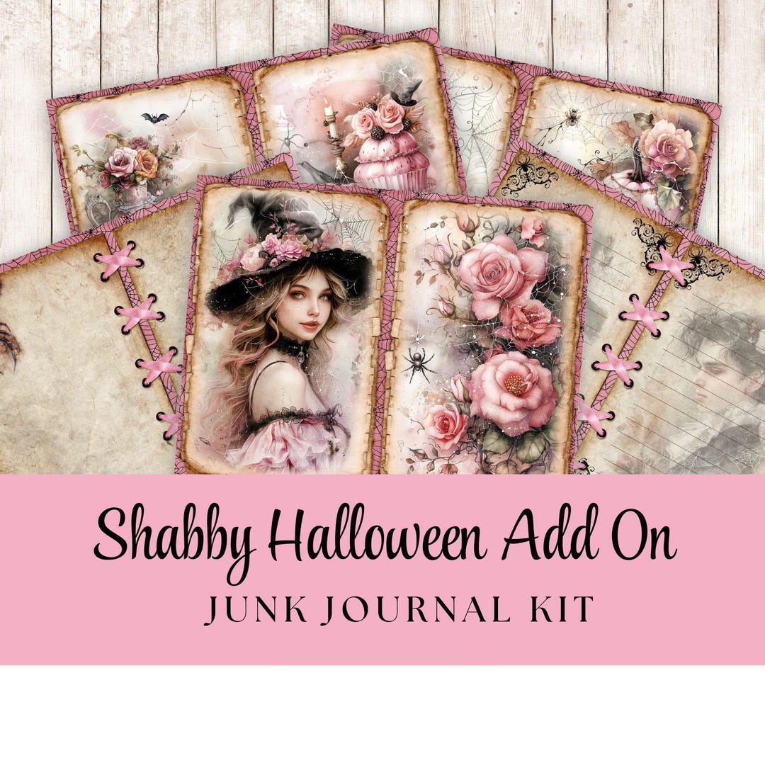 Shabby Chic Halloween Junk Journal ADD ON Kit: Printable Ephemera (PDF ...