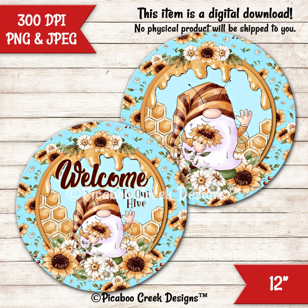 Sublimation Design PNG Gnome Bumble Bee - Gnome Honey Bee Welcome ...