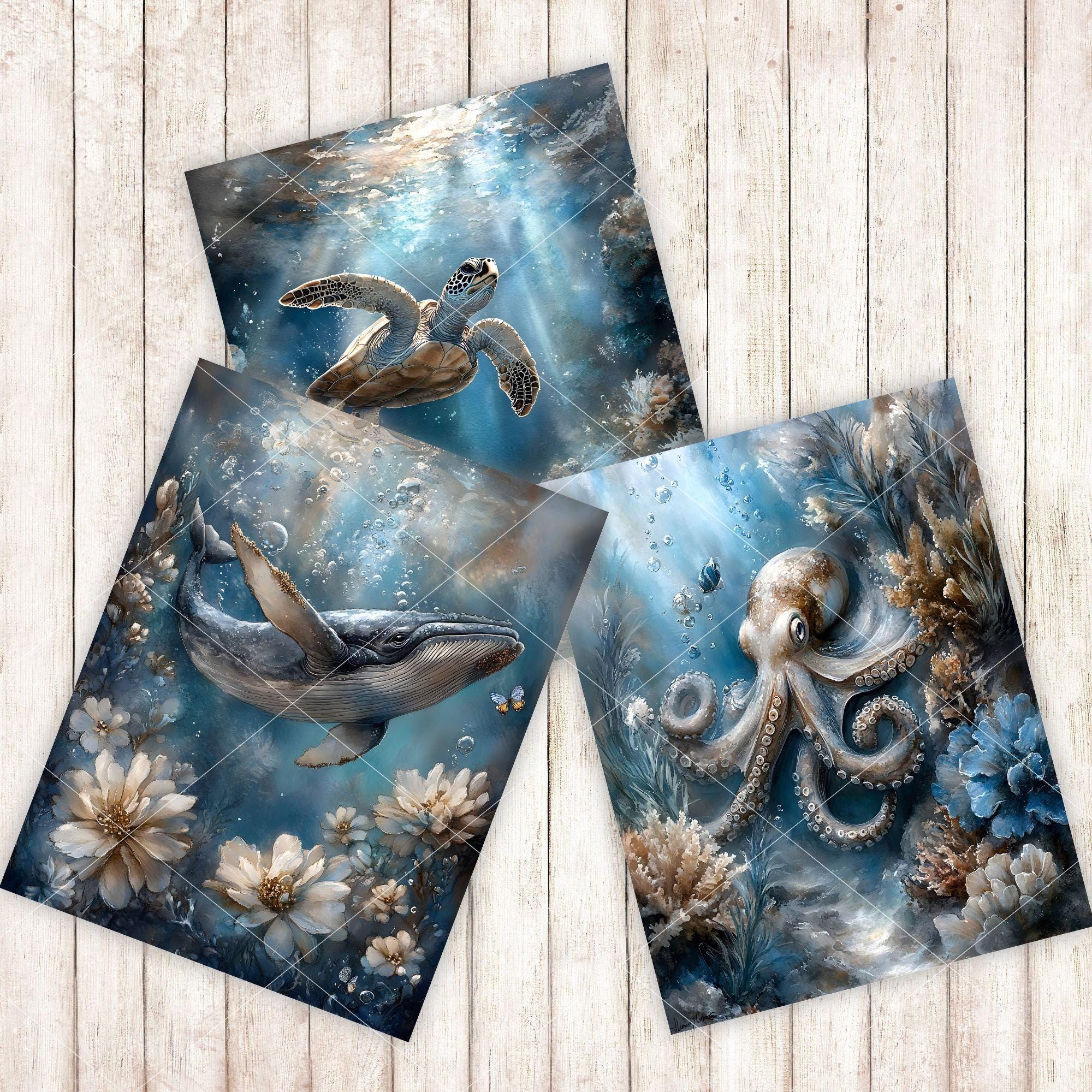 Under the Sea Digital Paper Pack: Mermaid, Ocean Animals (8.5x11 Inch ...