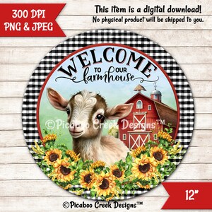 Goat Farmhouse Welcome Sign: Wreath Door Decor (Digital Download)