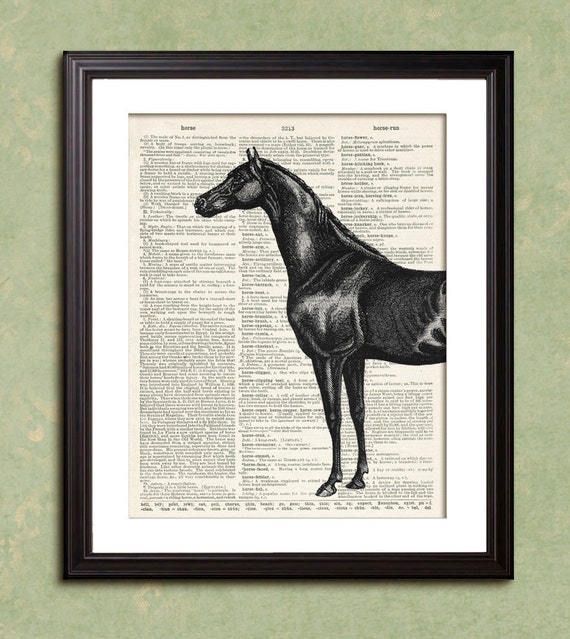 Items similar to Horse Horses Dictionary Art Print Poster Enlargement
