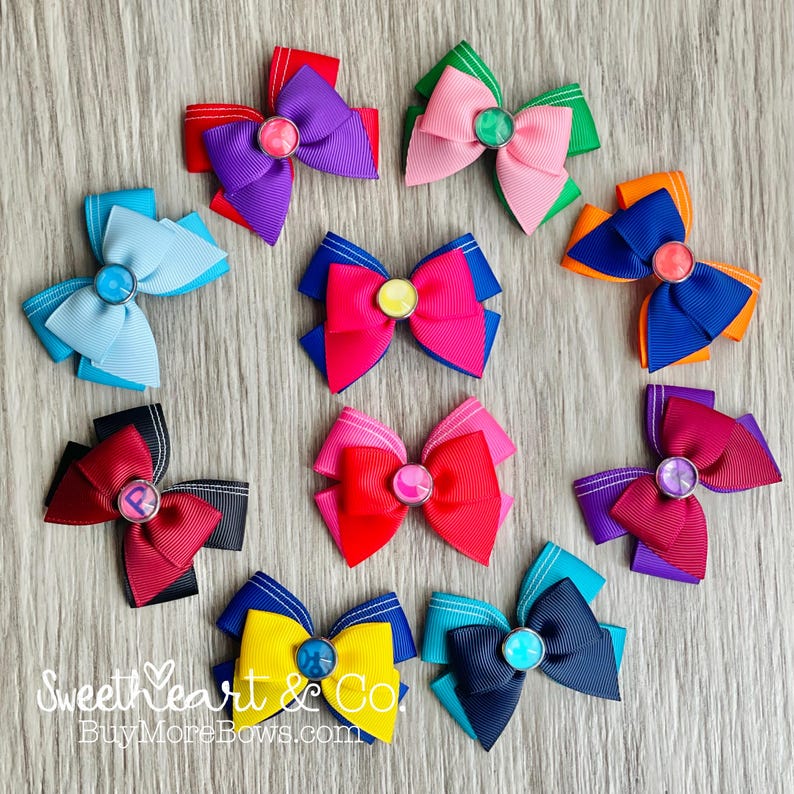 Petite Sailor Guardian Hair Bows~ Mercury, Venus, Moon, Chibi-Moon, Mars, Jupiter, Saturn, Uranus, Neptune, Pluto, SuperS image 1