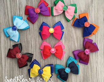 Petite Sailor Guardian Hair Bows~ Mercury, Venus, Moon, Chibi-Moon, Mars, Jupiter, Saturn, Uranus, Neptune, Pluto