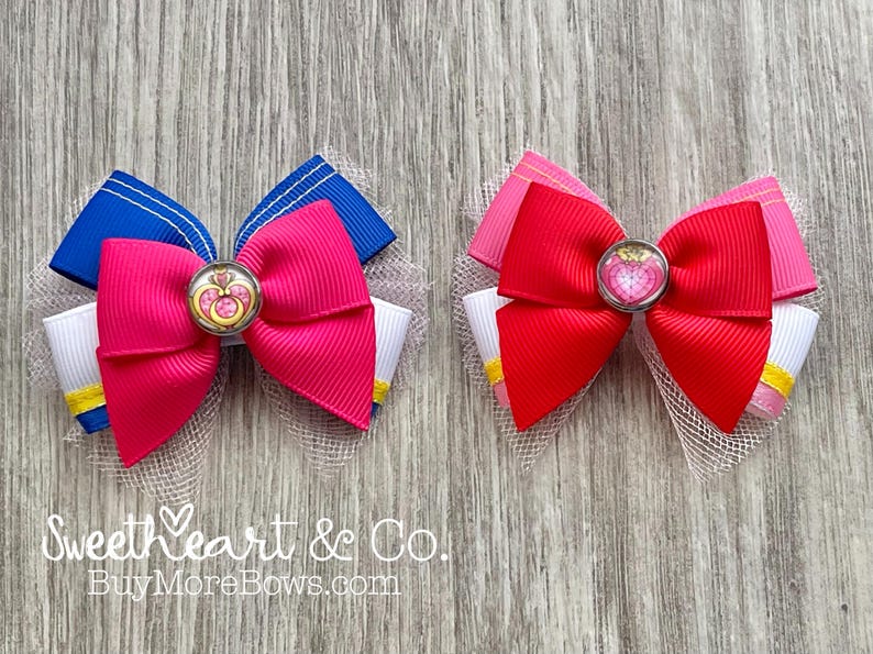 Petite Sailor Guardian Hair Bows~ Mercury, Venus, Moon, Chibi-Moon, Mars, Jupiter, Saturn, Uranus, Neptune, Pluto, SuperS image 6