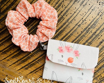 Bunny Card Wallet with Scrunchie Wristlet