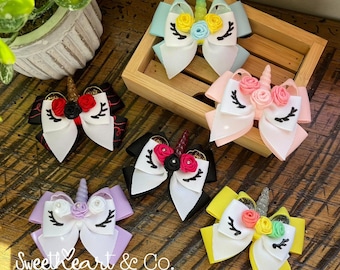Petite Unicorn Hair Bow – Sweet Handmade Magical Unicorn Face Hair Clip