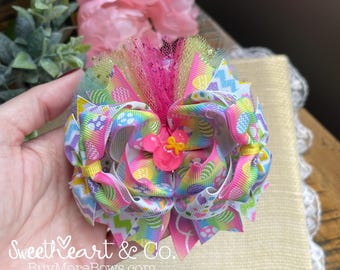 Easter Mouse Bow- Colorful Pastel Layered Embellished Statement Bow- Handcrafted Signature Main Character Moment