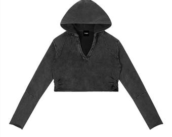 Sudadera con capucha vintage lavada con bordes sin rematar