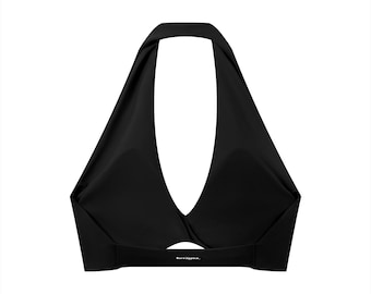 Sujetador deportivo halter plisado para mujer