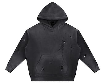 Sudadera con capucha vintage de polar deshilachado y lavado