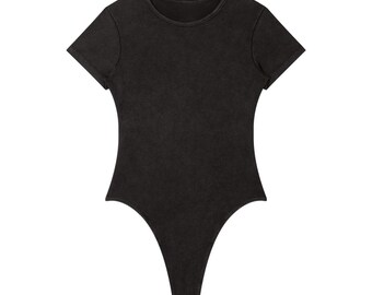 Body de cuello redondo con acabado de lavado mineral para mujer