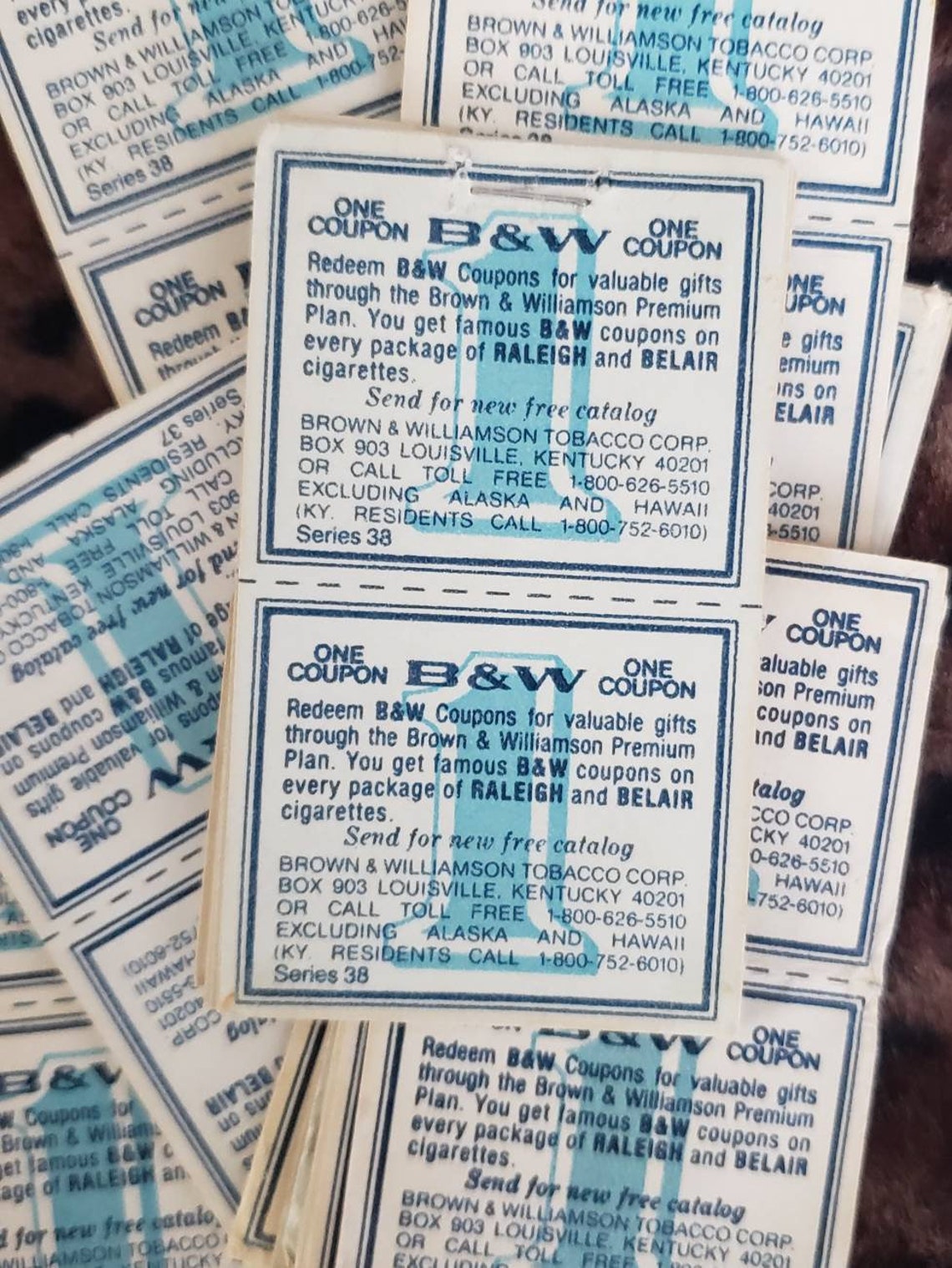 B&W cigarette coupons Raleigh and Belair 1950s Etsy