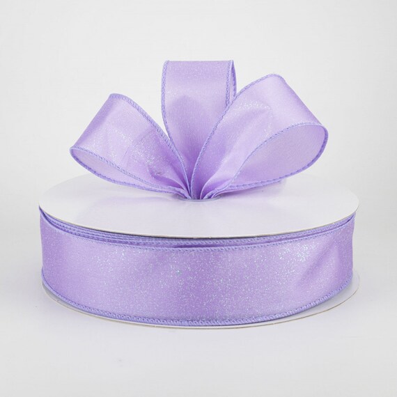 Wired Glitter Ribbon - 1.5 inch Lavender Iridescent Glitter Satin Ribbon -  Non Shedding Glitter Ribbon - 10 Yards