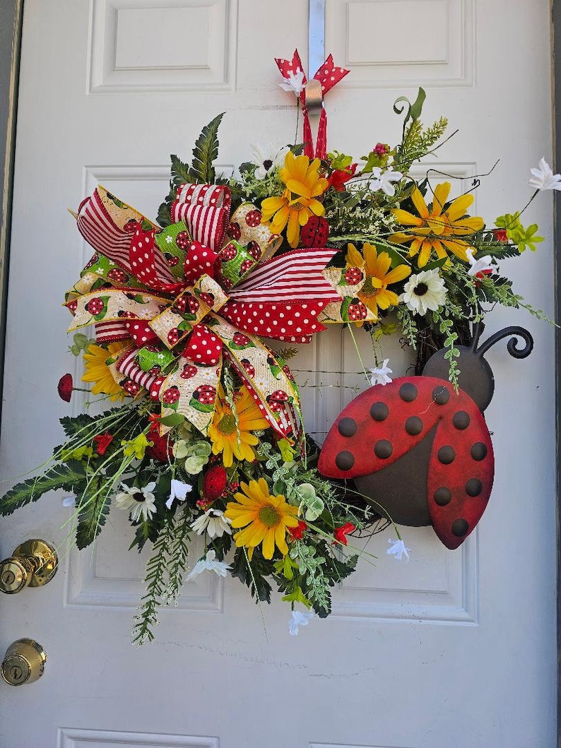 Ladybug Grapevine Wreath, Summer Door Hanger, Spring Wreaths & Swags ...