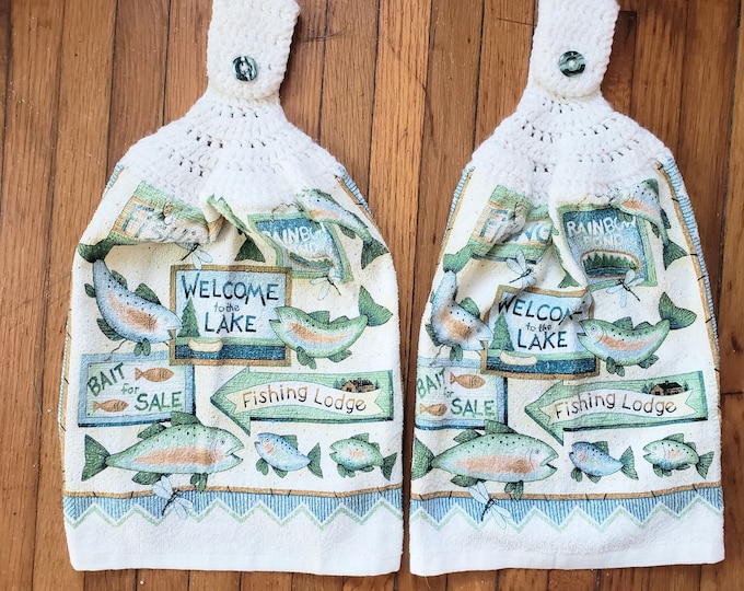 Fish Kitchen Towels Crochet Kitchen Towel Hanging Kitchen Etsy