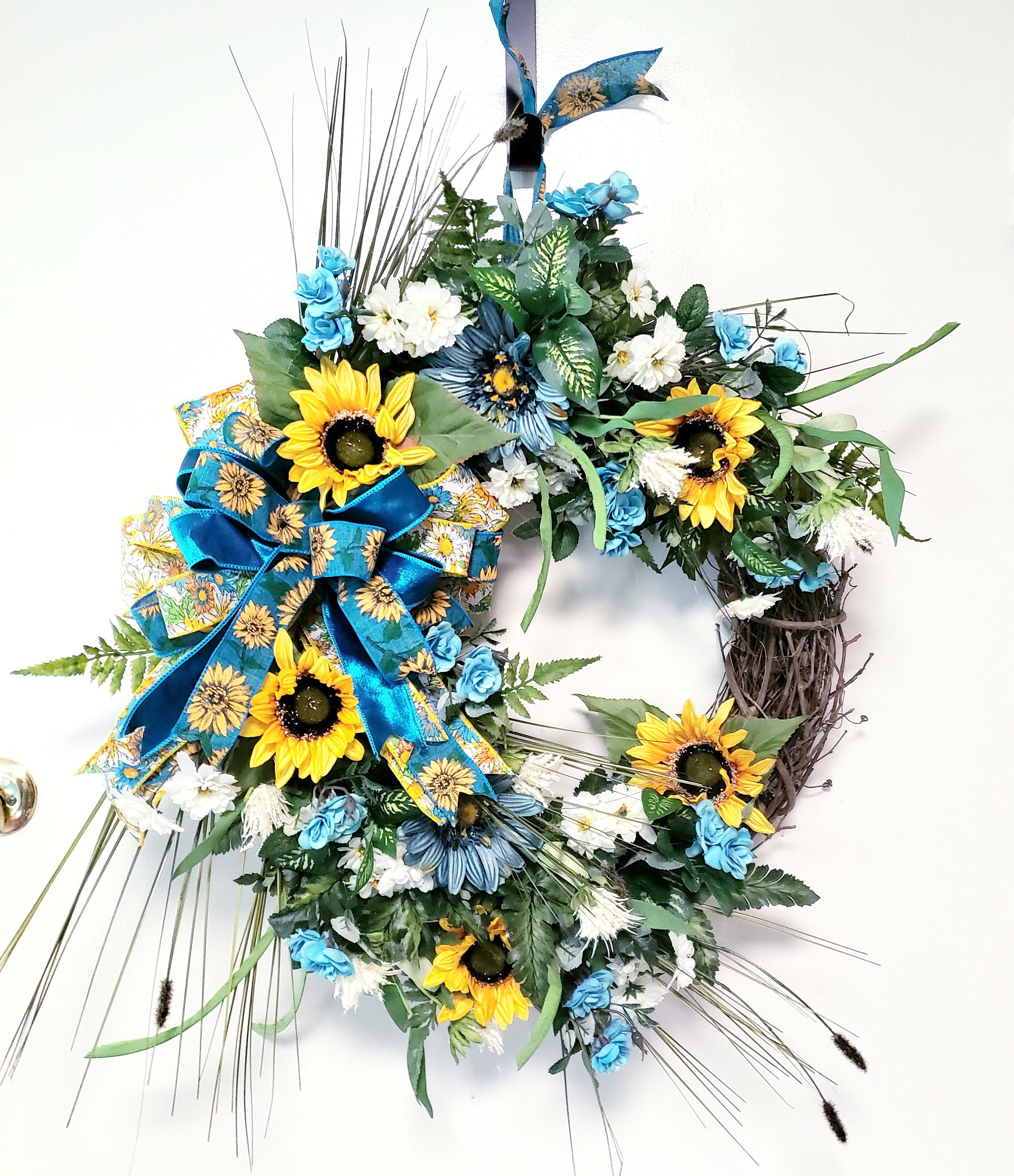 Front Door Wreath Sunflowers Summer Wreath for Front Door Custom Door ...