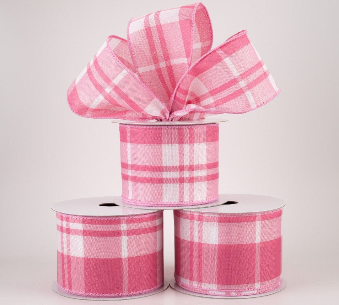 Pink Plaid Pattern Ribbon 2.5
