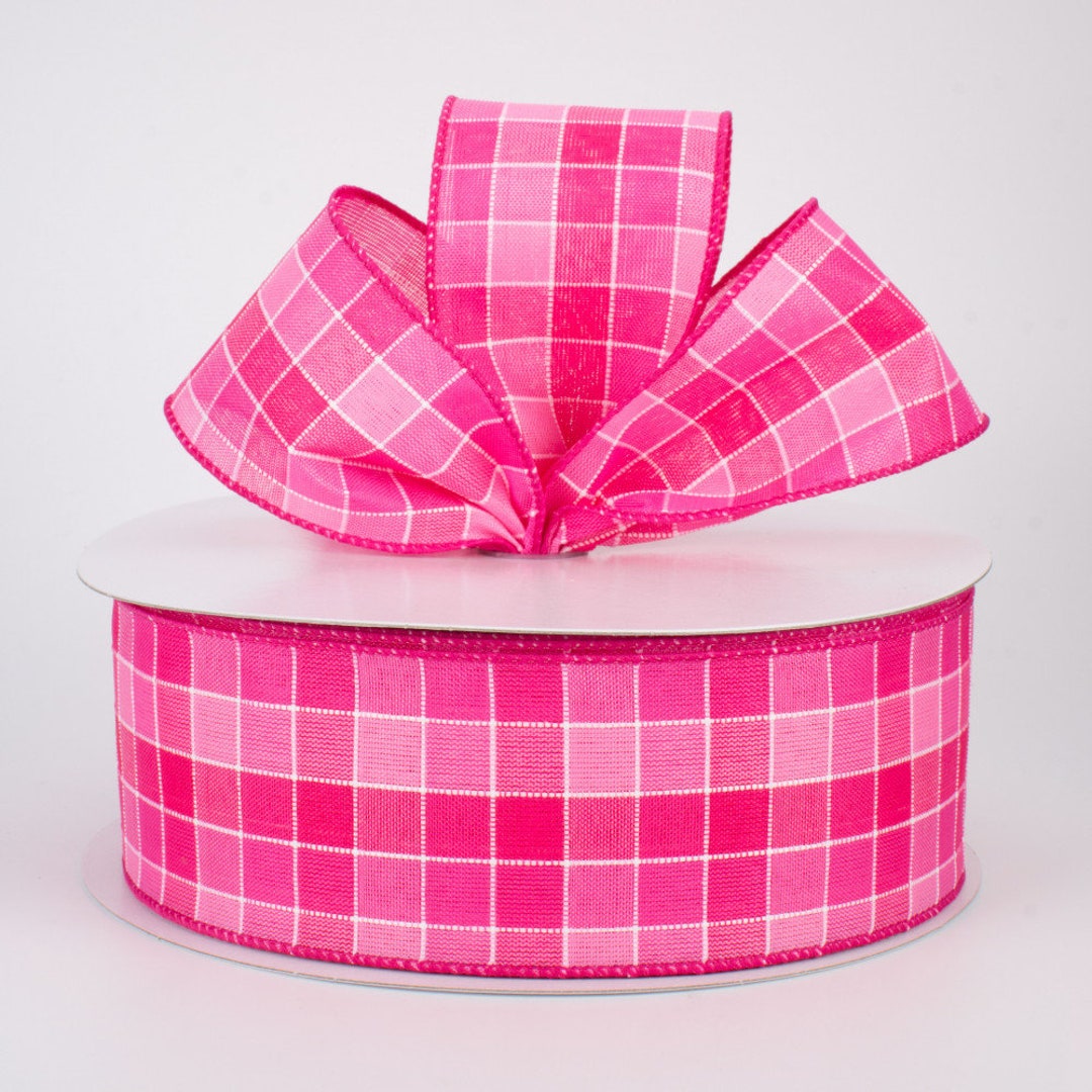Pink Plaid Wired Ribbon, Fuchsia Stitch, 2.5 Inch, 5 Yard - Etsy