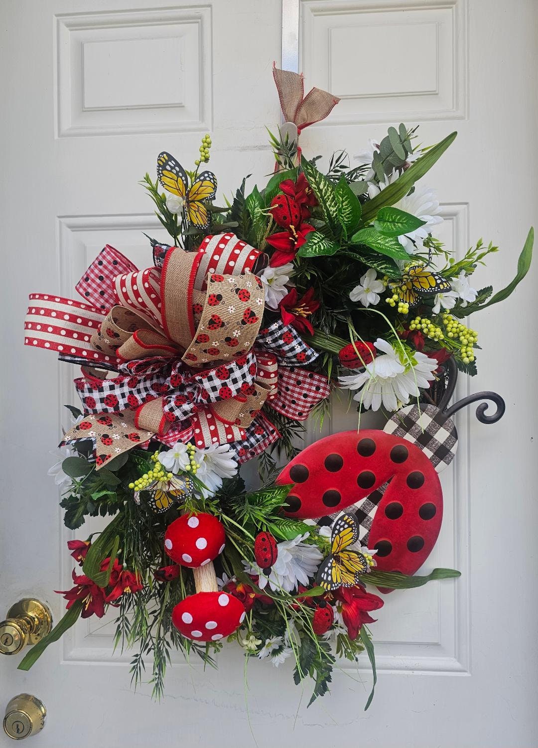 Ladybug Grapevine Wreath, Summer Door Hanger, Ladybugs, Spring Wreaths ...