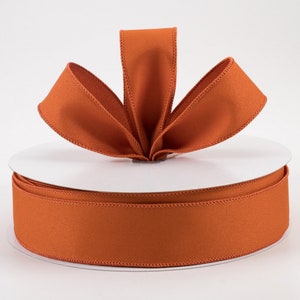 1.5&quot; Autumn Orange Wired Ribbon, Fall Ribbon, Wreath Ribbon, Wreath Supplies, Bows, Scarecrow Ribbon, Halloween, Farmhouse Decor, 5 Yds.